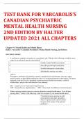 TEST BANK FOR VARCAROLIS’S CANADIAN PSYCHIATRIC MENTAL HEALTH NURSING 2ND EDITION BY HALTER UPDATED 2023 ALL CHAPTERS