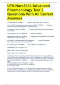 UTA Nurs5334 Advanced Pharmacology Test 2 Questions With All Correct Answers