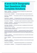 A level OCR Geography Test Questions With Complete Solutions