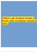 CWEA Lab Analyst Grade 1 Exam with complete solutions 2023.  2 Exam (elaborations) CWEA Collections Grade 2 Practice Test questions and complete solutions 2023.  3 Exam (elaborations) Cwea collections Grade 1 exam with complete solutions 2023 graded A+++.