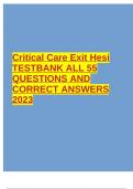 Critical Care Exit Hesi TESTBANK ALL 55 QUESTIONS AND CORRECT ANSWERS 2023