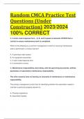 Random CMCA Practice Test Questions (Under Construction) 2023/2024  100% CORRECT