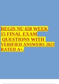 REGIS NU 650 WEEK 15 FINAL EXAM QUESTIONS WITH VERIFIED ANSWERS 2023 RATED A+.