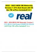 2023 - 2024 HESI OB Maternity Version 1  (V1) REAL Exit Exam COMPLTE EXAM  (All 55 Qs) TB w/Pics Included!! A++ 