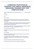 COMBATING TRAFFICKING IN PERSONS (CTIP) ANNUAL AWARENESS WEB-BASED TRAINING POST TEST COMPLETE EXAM