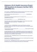 Alabama Life & Health Insurance Exam| 109 Questions & Answers Verified 100%(GRADED A+)   Term Insurance - ANSWERSTemporary protection because it only provides coverage for a specific period of time. Also known as pure life insurance  Term insurance provid