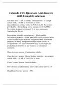 Colorado CDL Questions And Answers With Complete Solutions