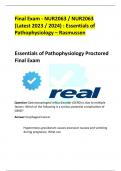 Final Exam - NUR2063 / NUR2063 (Latest 2023 / 2024) : Essentials of Pathophysiology – Rasmussen