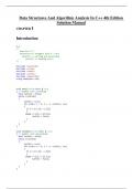 Complete Solution Manual Data Structures And Algorithm Analysis In C++ 4th Edition Questions & Answers with rationales (Chapter 1-12)