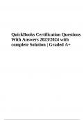 QuickBooks Certification Exam Questions With Correct Answers 2023/2024 | Graded A+