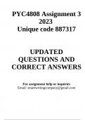 PYC4808 Assignment 3 2023 (Essay) TWO Essays 887317 