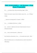 FINC 3310/LEAVELL - All Quizzes - Final Exam Preparation | 287 Questions with 100% Correct Answers | Verified | 39 Pages