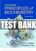 Test Bank for Lehninger Principles of Biochemistry 7th Edition by Nelson (complete, questions/answers/rationales) | Lehninger Principles of Biochemistry 7th Edition Nelson Test Bank