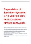 Supervision of  Sprinkler Systems,  S-12 VERIFIED 100%  PASS SOLUTIONS REVISED 2023//2024