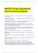 MH701 Exam Questions and Correct Answers 