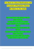 Clinical Manifestations and Assessment of Respiratory Disease 8th Edition by Des Jardins TEST BANK |Complete Chapter 1 - 28 | 100 % Verified