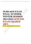 NURS 6635 EXAM FINAL SUMMER-WINTER SESSION 2023-2024 GENUINE EXAM GRADED 100%