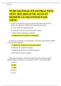 NURS 442 FINAL EXAM PRACTICE TEST 2023-2024 JUNE-AUGUST SESSION GUARANTEED PASS (NEW)