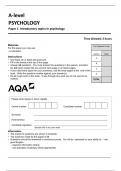 AQA-71821 A-level  PSYCHOLOGY Paper 1  Introductory topics in psychology  QP-NOV21 2023 UPDATED VERSION 100% COMPLETE