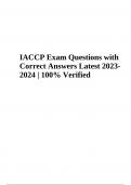 IACCP (QE) EXAM QUESTIONS WITH 100% Verified Answers 2023/2024 | IACCP Exam Questions With 100% Verified Answers 2023-2024 | IACCP Question Bank | Questions With Correct Answers 2023-2024 | 100% Verified & IACCP Exam Questions with 100% Verified Answers L