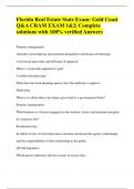 Florida Real Estate State Exam: Gold Coast Q&A CRAM EXAM 1&2| Complete solutions with 100% verified Answers