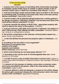 TCOLE State exam review 1. A person who in the course of committing theft, intentionally, knowingly or recklessly causes bodily injury to another or places another in fear of imminent bodily injury or death has committed what offense?: Robbery