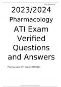 Pharmacology ATI Exam 2023/2024 Verified Questions and Answers