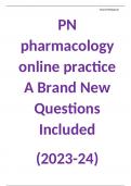 PN pharmacology online practice A Brand New Questions Included (2023/2024)