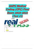 AAPC Medical Coding (CPC) Final Exam 2023-2024 (Test #1)