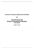 Test bank for Transforming the School Counseling Profession, 5th Edition, Bradley T. Erford.