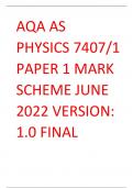 AQA AS PHYSICS 74071 PAPER 1 MARK SCHEME JUNE 2022 VERSION 1.0 FINAL