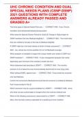 UHC CHRONIC CONDITION AND DUAL SPECIAL NEEDS PLANS (CSNP-DSNP) 2021 QUESTIONS WITH COMPLETE ANSWERS ALREADY PASSED AND GRADED A+