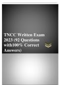 TNCC Written Exam 2023 (92 Questions with 100% Correct Answers)