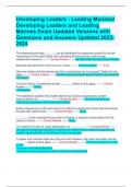 Developing Leaders - Leading Marines/  Developing Leaders and Leading  Marines Exam Updated Versions with  Questions and Answers Updated 2023- 2024