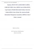 Summary HI135 UNIT 6 ASSIGNMENT AHIMA CODE OF ETHICS .docx AHIMA Code of Ethics HI135: Legal Aspects of Health Information Purdue University Global AHIMA Code of Ethics The American Health Information Management Association (AHIMA) Code of Ethics, a manua