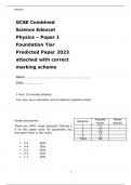 EDEXCEL GCSE Combined Science Physics – Paper 1 Foundation Tier Predicted Paper 2023 attached with correct marking scheme