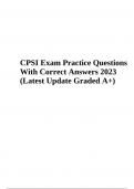 CPSI Exam Practice Questions with All Correct Answers Latest 2023/2024 (Graded A+) | CPSI Sample Exam Questions With Correct Answers 2023/2024 Latest Graded A+ & CPSI Exam Practice Questions With Correct Answers 2023 (Latest Update Graded A+)