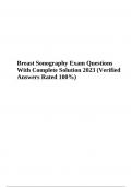 Breast Sonography Exam Questions With Complete Solution 2023 (Verified Answers Rated 100%)