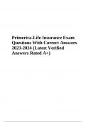 Primerica-Life Insurance Exam Questions With Correct Answers 2023-2024 (Latest Verified Answers Rated A+)