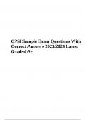 CPSI Exam Questions With Correct and Verified Answers (Latest Graded A+ 2023/2024 )