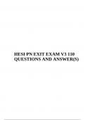 HESI PN EXIT EXAM V3 110 QUESTIONS AND ANSWER(S)  GRADED A+