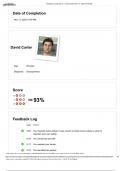 David Carter _ Feedback Log & Score_Part_2  | NUR 210 Vsim _ Diagnosis Schizophrenia_Graded A