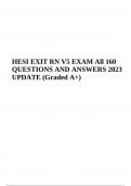 HESI EXIT RN V5 EXAM  (160 QUESTIONS With ANSWERS) Latest UPDATE Graded A+