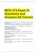 MCN 374 Exam IV Questions and Answers All Correct 