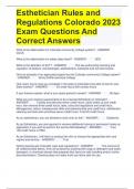 Bundle For Colorado Esthetics Written Exam Actual Questions With 100% Correct Answers