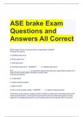 ASE brake Exam Questions and Answers All Correct 