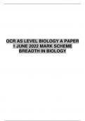 OCR AS LEVEL BIOLOGY A PAPER 1 H020/01 JUNE 2022 MARK SCHEME BREADTH IN BIOLOGY & OCR GCE AS LEVEL BIOLOGY A PAPER 2 H020/02 JUNE 2022 FINAL MARK SCHEME DEPTH IN BIOLOGY