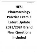 HESI Pharmacology Practice Exam 3 Latest Update 2023/2024 Brand New Questions Included