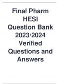 Final Pharm HESI Question Bank 2023/2024 Verified Questions and Answers