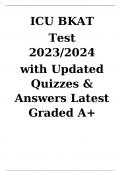 ICU BKAT Test with Updated Quizzes & Answers Latest 2023 2024 Graded A+